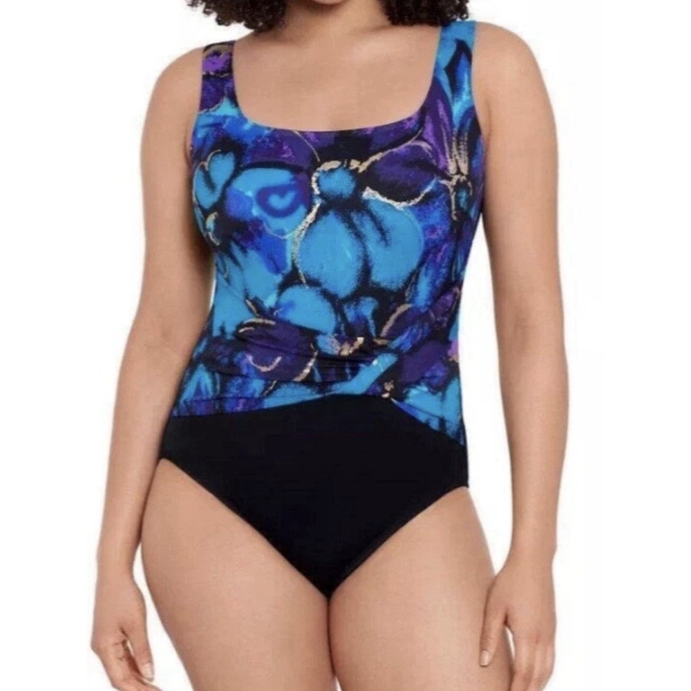 GREAT LENGTHS BY LONGITUDE GYPSY TWISTED GOLD FOIL SWIMSUIT WOMENS PLUS SIZE 22